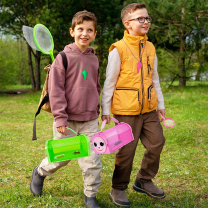 YOPINSAND Bug Catcher for Kids, 10 Pcs Outdoor Exploration Kit with 2 Cages, Tweezers, Magnifying Glass, Nets, Whistles - Gift for Boys & Girls Aged 3-12