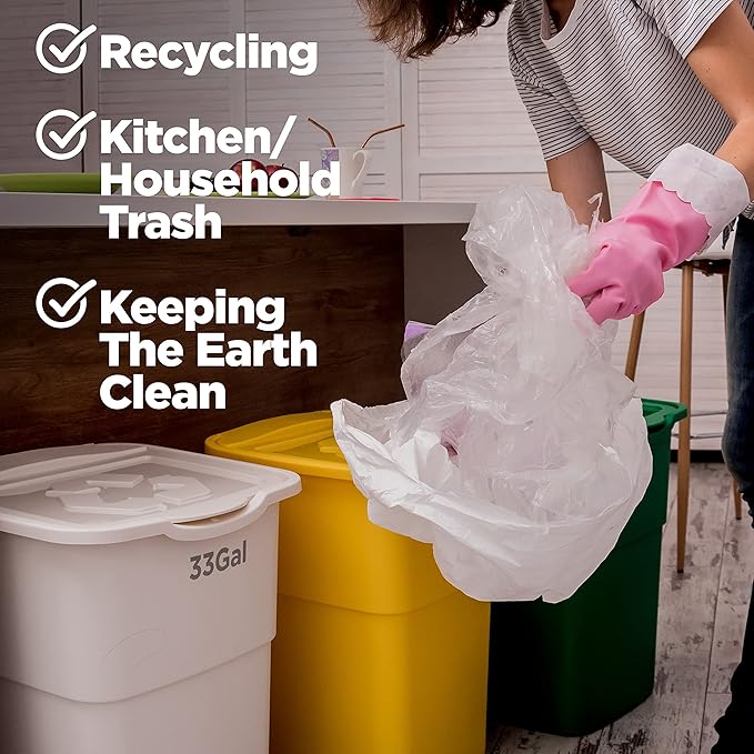 30-33 Gallon Clear Trash Bags Heavy Duty