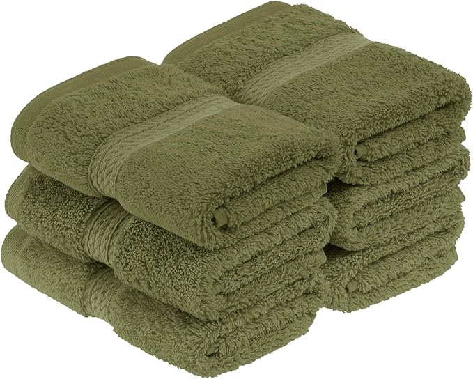 Superior Solid Egyptian Cotton Face Towel Set, Forest Green