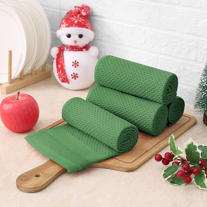 Homaxy 100% Cotton Waffle Weave Kitchen Towels, 13 x 28 Inches Super Absorbent