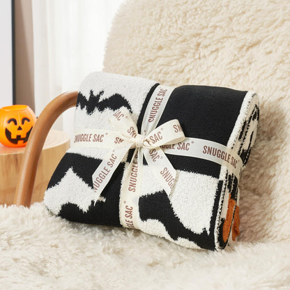 Snuggle Sac Halloween Throw Blanket Black White Checkered Bat Blanket, Halloween Throw Blanket for Couch 50x60 inches, Ultra Soft Decorative Blanket