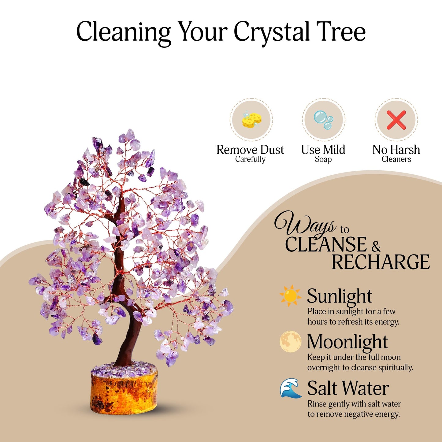 YATSKIA Amethyst Crystal Tree of Life | Healing Quartz Tree | Boho Room Decor | Meditation Decor | Gifts for Women Who Have Everything | Birthday Gifts | 10 Inch