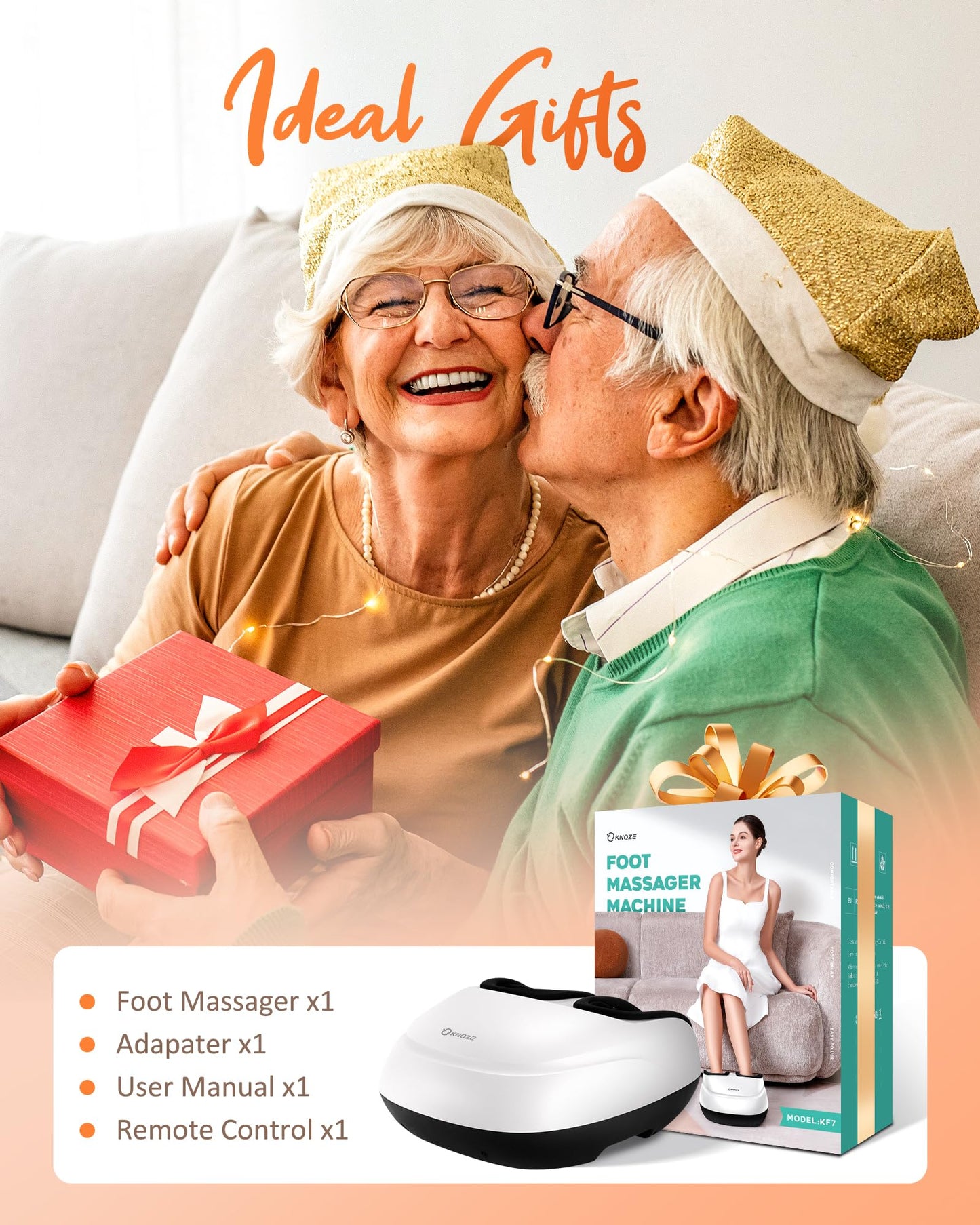 Foot Massager Machine with Heat, Shiatsu Deep Kneading Foot Massager with Remote, Compression, Multi-Massage Modes, Auto-Off Timers, Gifts for Women Men