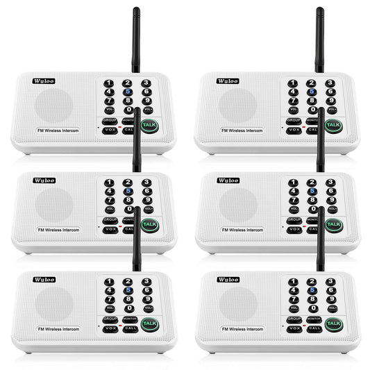 Wuloo Intercoms Wireless for Home 5280 Feet Range 10 Channel 3 Code, Wireless Intercom System for Home House Business Office, Room to Room Intercom, Home Communication System (4 Units Set, Black)