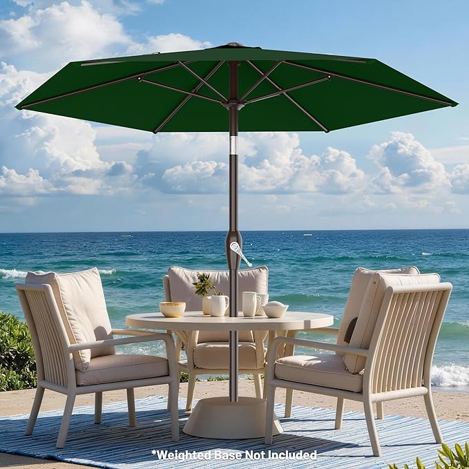 AreShark 7.5FT Patio Umbrella Table Market Umbrella with 6 Sturdy Ribs, Button Tilt/Crank, Heavy-Duty Outdoor Umbrellas for Pool, Deck, Garden and Backyard, Dark Green