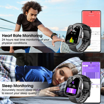1.91" HD Screen Smartwatch for Men Women(Answer/Make Call), Fitness Watch with Heart Rate/Sleep Monitor/Steps Monitor, IP68 Waterproof Activity Trackers, Black
