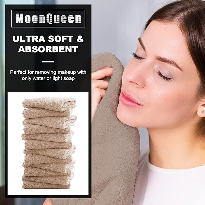 MOONQUEEN Microfiber Facial Cloths Fast Drying Washcloth 12 Pack