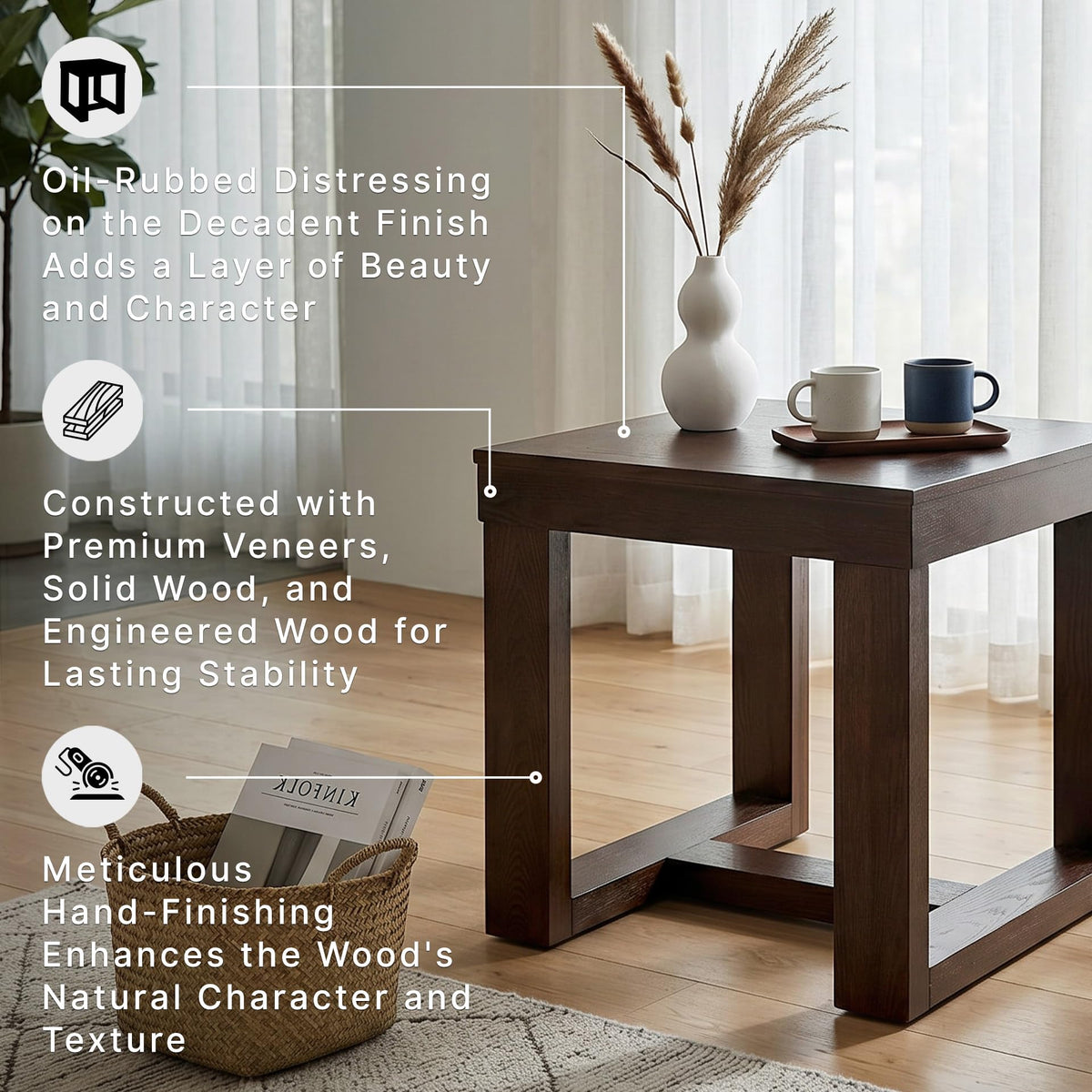 Signature Design by Ashley Watson Classic Oversized Square End Table, Dark Brown
