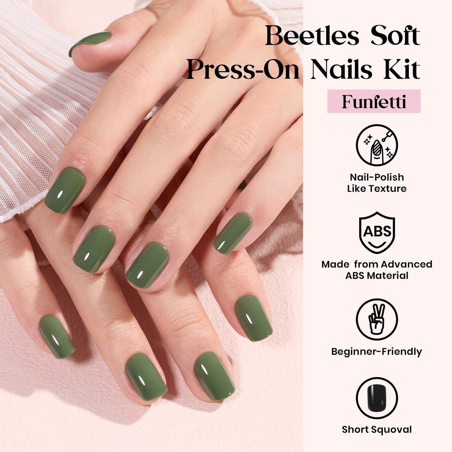 Beetles Press on Nails Kit 720Pcs 24 Colors, Press on Nails Short Almond Glossy Matte Glitter With Nail Glue & Nail Tabs Stickers, Natural Fit Lightweight Fake Nails Kit Art For Women Girls