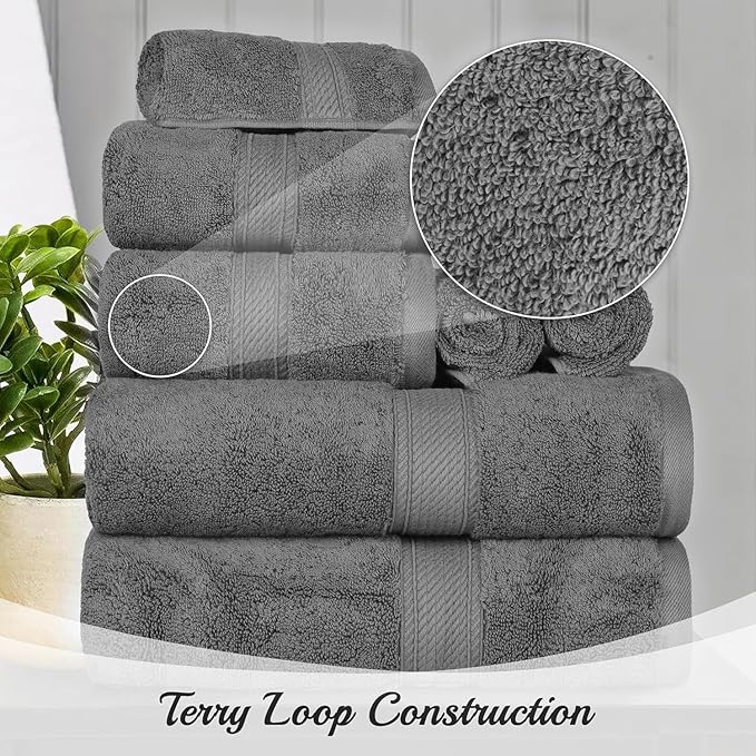 SUPERIOR Egyptian Cotton Pile 3 Piece Towel Set, Includes 1 Bath, 1 Hand