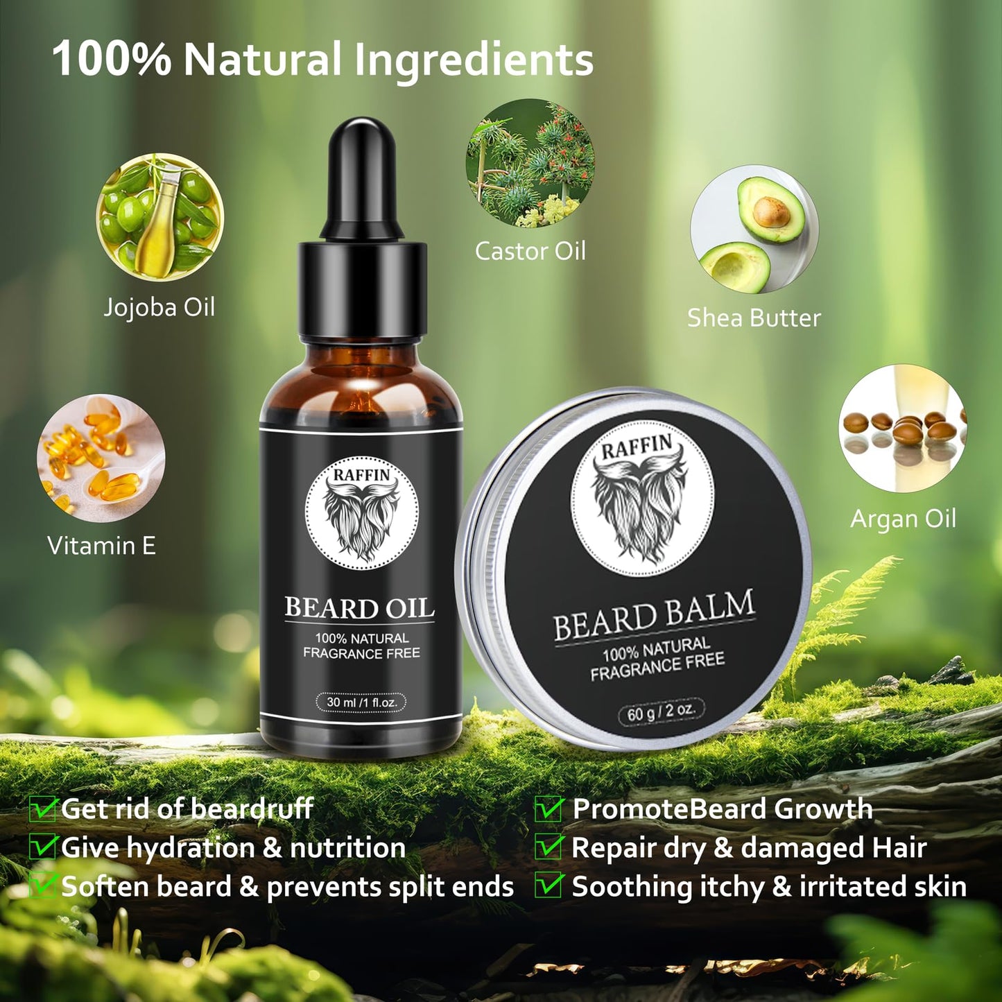Valentines Day Gifts for Him - Beard Kit w/Beard Oil & Balm, Beard Brush & Comb, Beard Wash/Shampoo for Men's Self-care, Anniversary | Birthday Gifts for Men Husband Boyfriend Dad Son Friend Brother