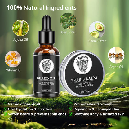 Valentines Day Gifts for Him - Beard Kit w/Beard Oil & Balm, Beard Brush & Comb, Beard Wash/Shampoo for Men's Self-care, Anniversary | Birthday Gifts for Men Husband Boyfriend Dad Son Friend Brother