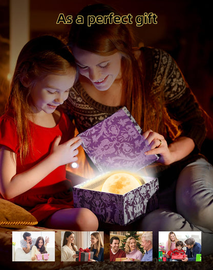 INSSISAIN Sunrise Alarm Clock for Bedrooms - Auto-Rotating Moon Lamp with Wake-Up Light & Night Light, 10 Nature Sounds, Dual Alarms for Heavy Sleepers, 30/60/90 Timer & Snooze
