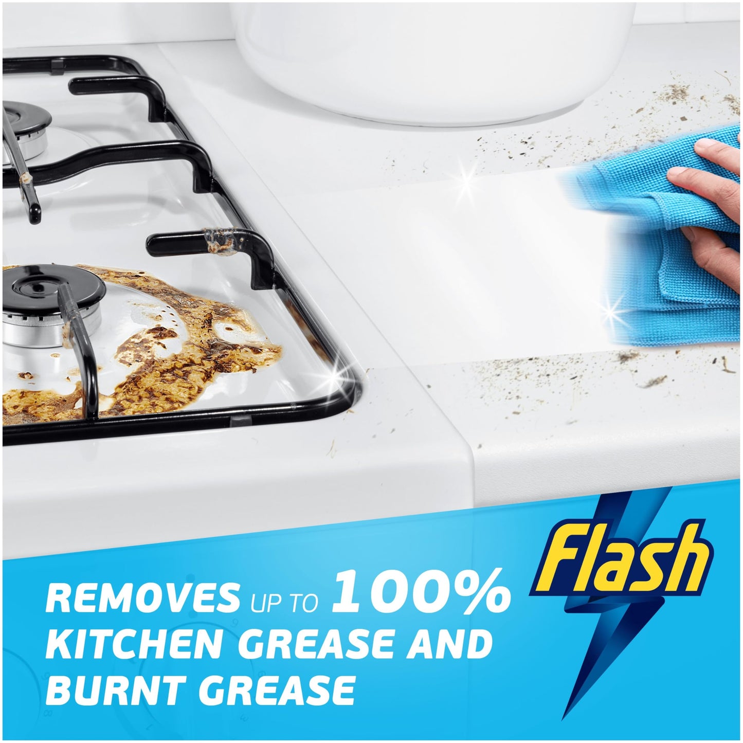 Flash Kitchen Cleaner Spray, 8 Litres (800 ml x 10), Kitchen Cleaning, Citrus Fresh