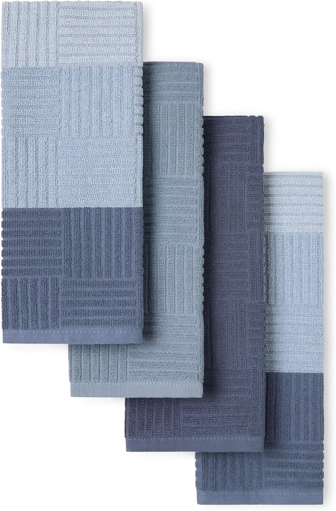 Town & Country Basics Basketweave Antimicrobial Terrycloth Kitchen Towel 4-Pack