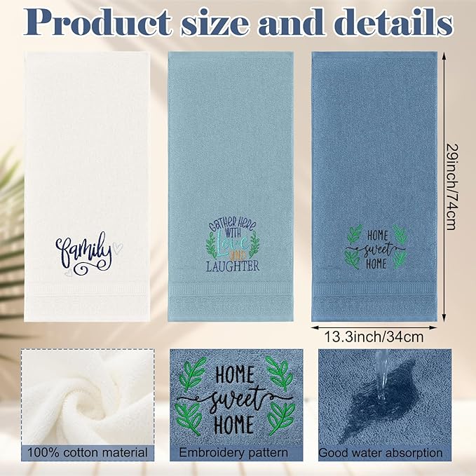 3 Pcs Farmhouse Decorative Hand Towels