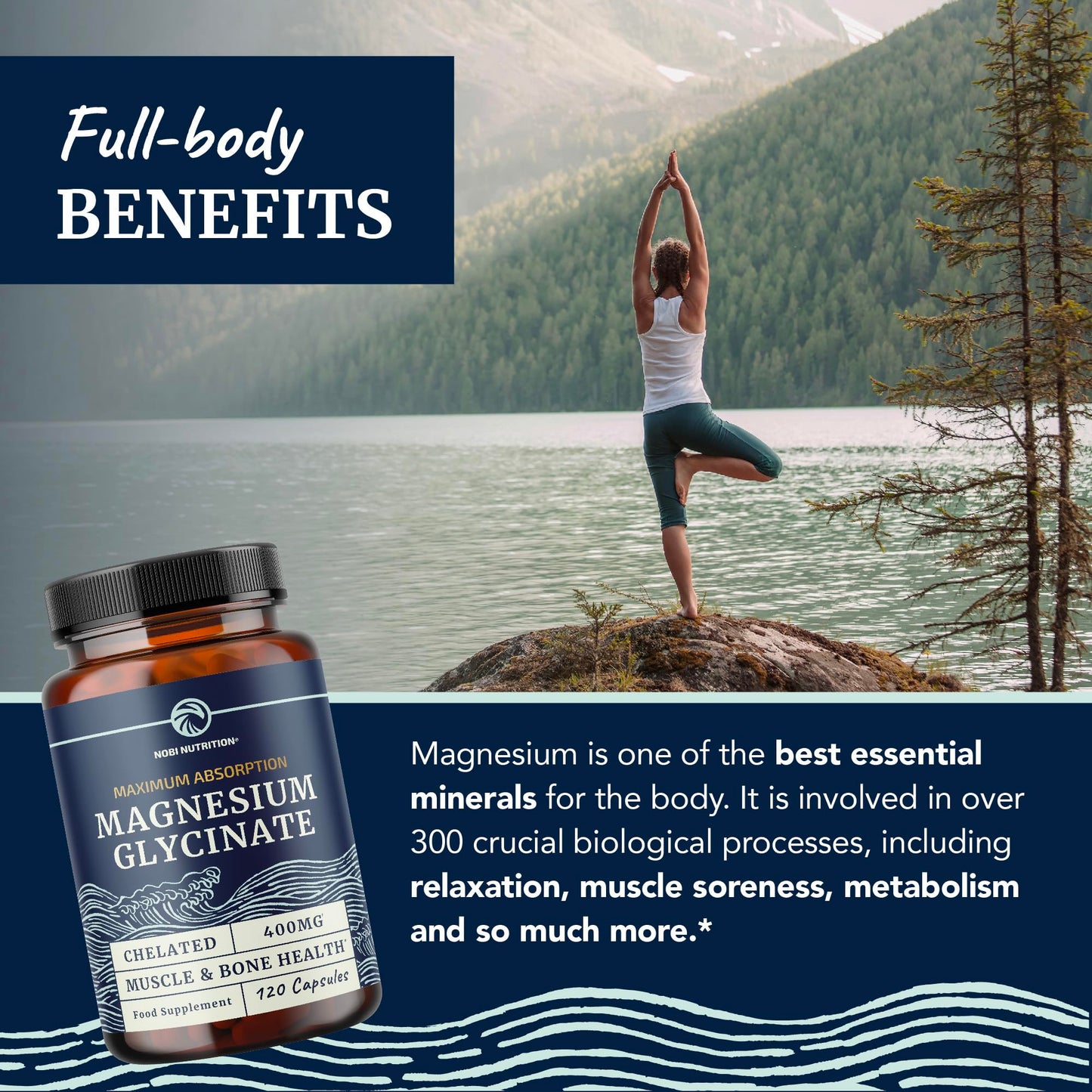 Magnesium Glycinate 400mg | Chelated Bisglycinate for Muscle Relaxation, Bones, Heart, Nerve, Sleep & Calm Support for Women & Men | High Absorption Magnesium Chelate Supplement | 120 Capsules