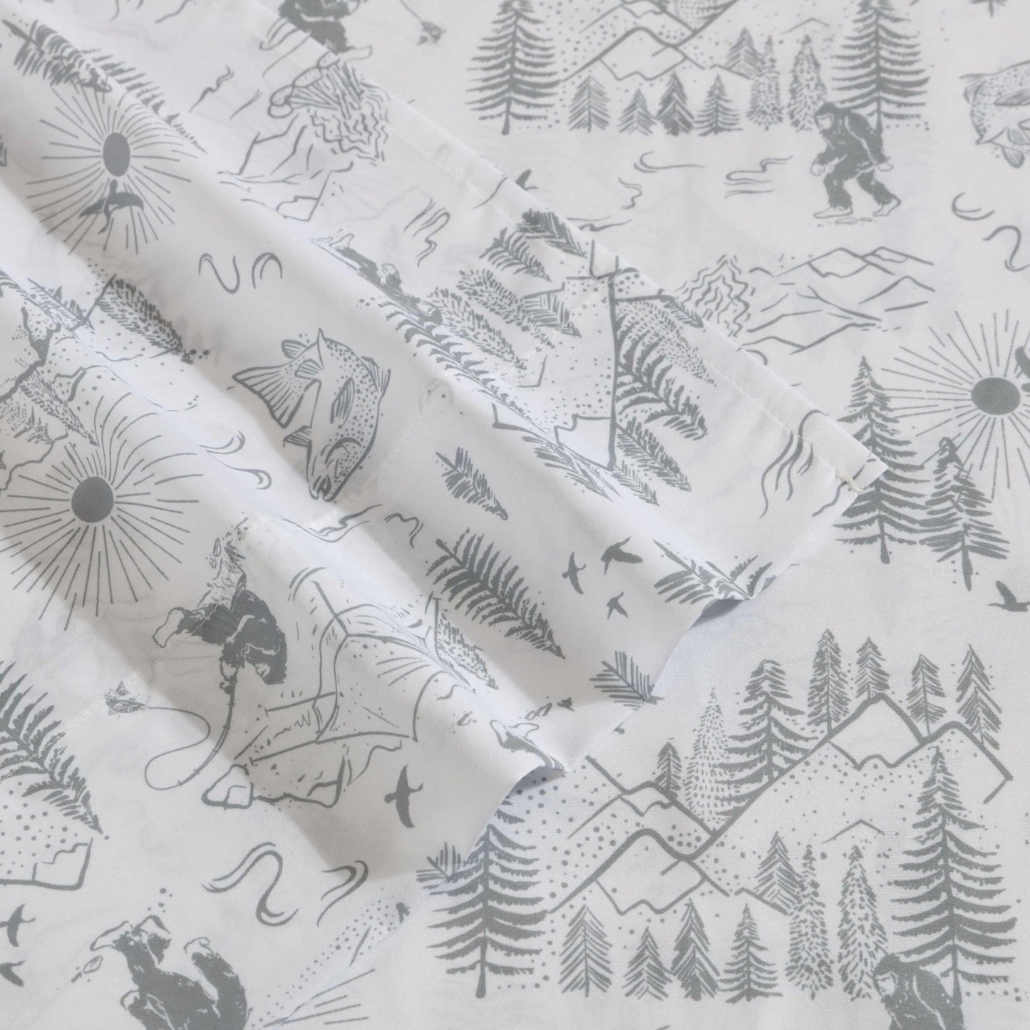 Eddie Bauer Kids - Full Sheet Set, Ultra-Soft Microfiber Bedding with Fully Elastic Fitted Sheet, Kids Bed Set with Pillowcases, Easy Care Bedding (Big Foot Hiking Trip)