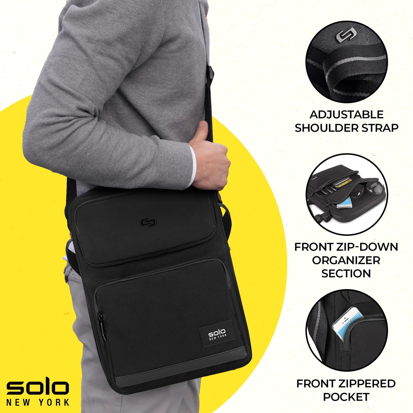 Solo New York Ludlow Universal Tablet Sling Tote, Black, One Size, Ludlow Universal Tablet Sling Bag