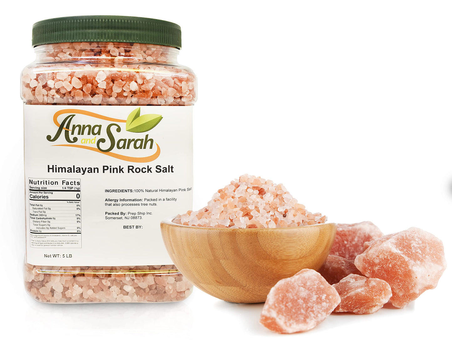 Anna and Sarah Himalayan Pink Rock Salt in Jar, 5 Lbs