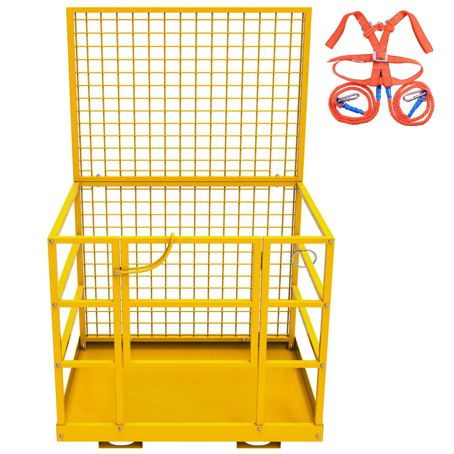 YINTATECH Forklift Safety Cage, 43"x45" Forklift Man Basket,1300lbs Capacity Forklift Work Platform, Forklift Aerial Platform 2-Man Collapsible Lift Basket for Lifting Loader