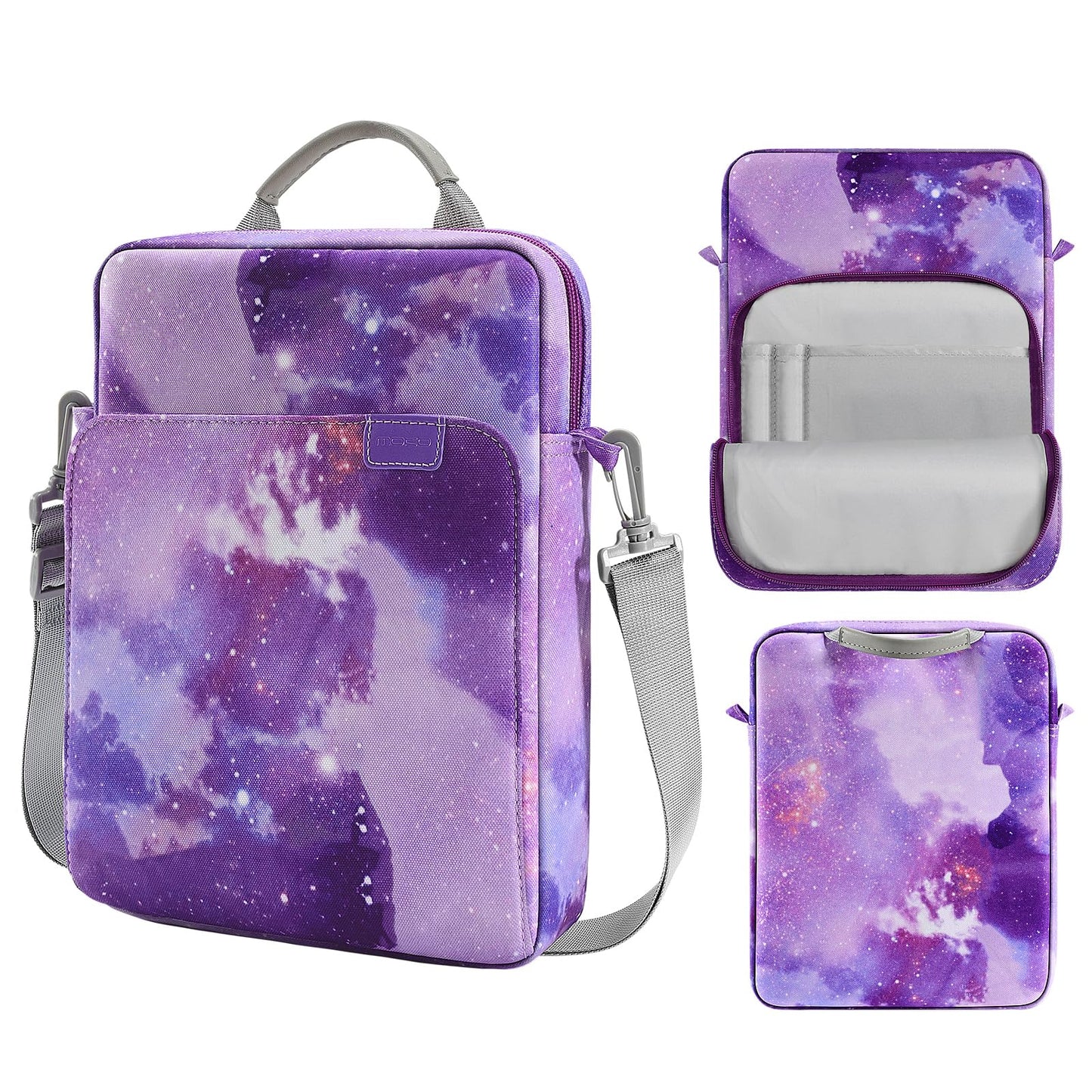 MoKo Laptop Case Compatible with MacBook Pro 13 Inch M2 2022/Pro M1 Pro/M1 Max 14.2 2021, Tab S8 Ultra 14.6 inch, Carry Case with Shoulder Strap & Handle, Compartments Protective Case, Purple Starry