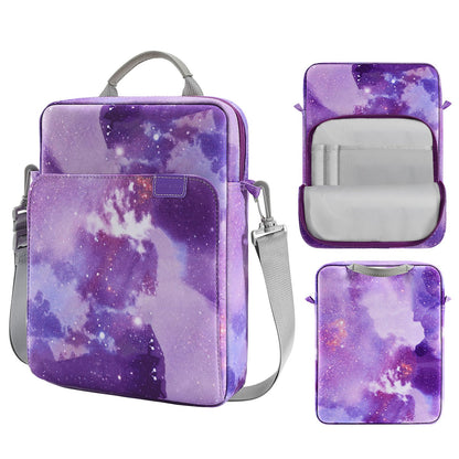 MoKo Laptop Case Compatible with MacBook Pro 13 Inch M2 2022/Pro M1 Pro/M1 Max 14.2 2021, Tab S8 Ultra 14.6 inch, Carry Case with Shoulder Strap & Handle, Compartments Protective Case, Purple Starry