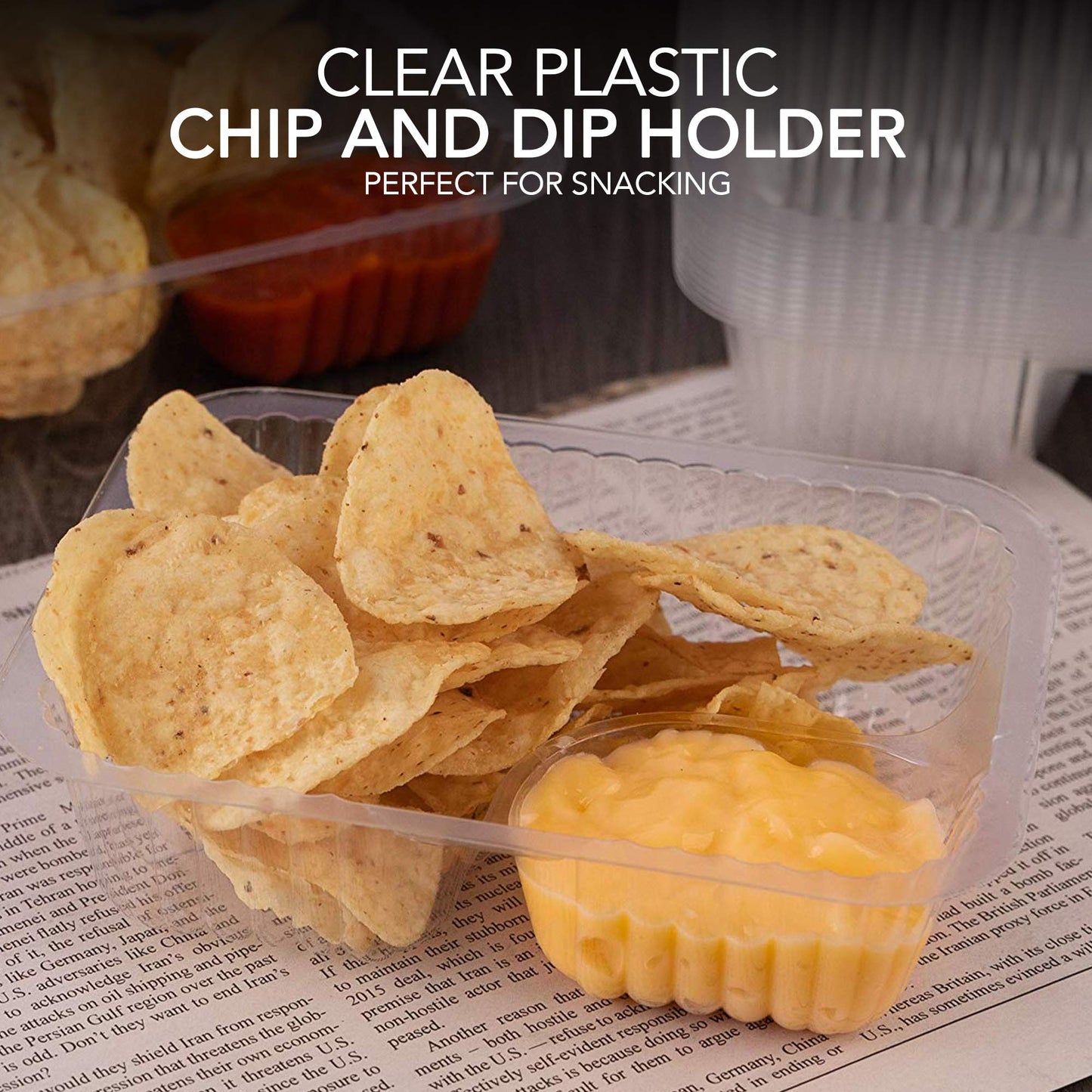 12oz Plastic Nacho Trays (100 Pack) Small Disposable Tray for Nachos & Cheese Dip, Concession Stand Supplies, Movie Night Snacks for Kids, Carnival Party Decorations, Food Boats, Snack Containers…