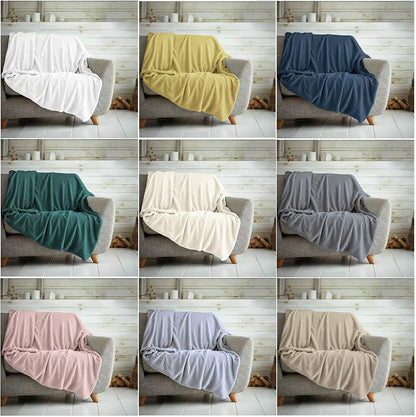 Waffle Honeycomb Throw Blanket Soft Warm Throw Over Sofa Bed Travel Bedspread (Grey Silver, King - 200 x 240cm)