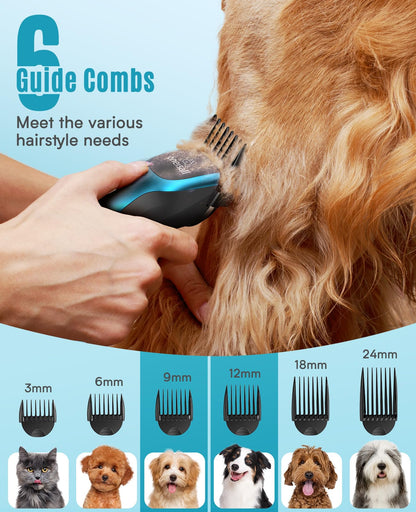 oneisall Dog Clippers Professional for Thick Hair, Heavy-Duty Dog Grooming Clippers with Detachable Metal Blade, Cordless Pet Shaver for Cockapoo Poodles