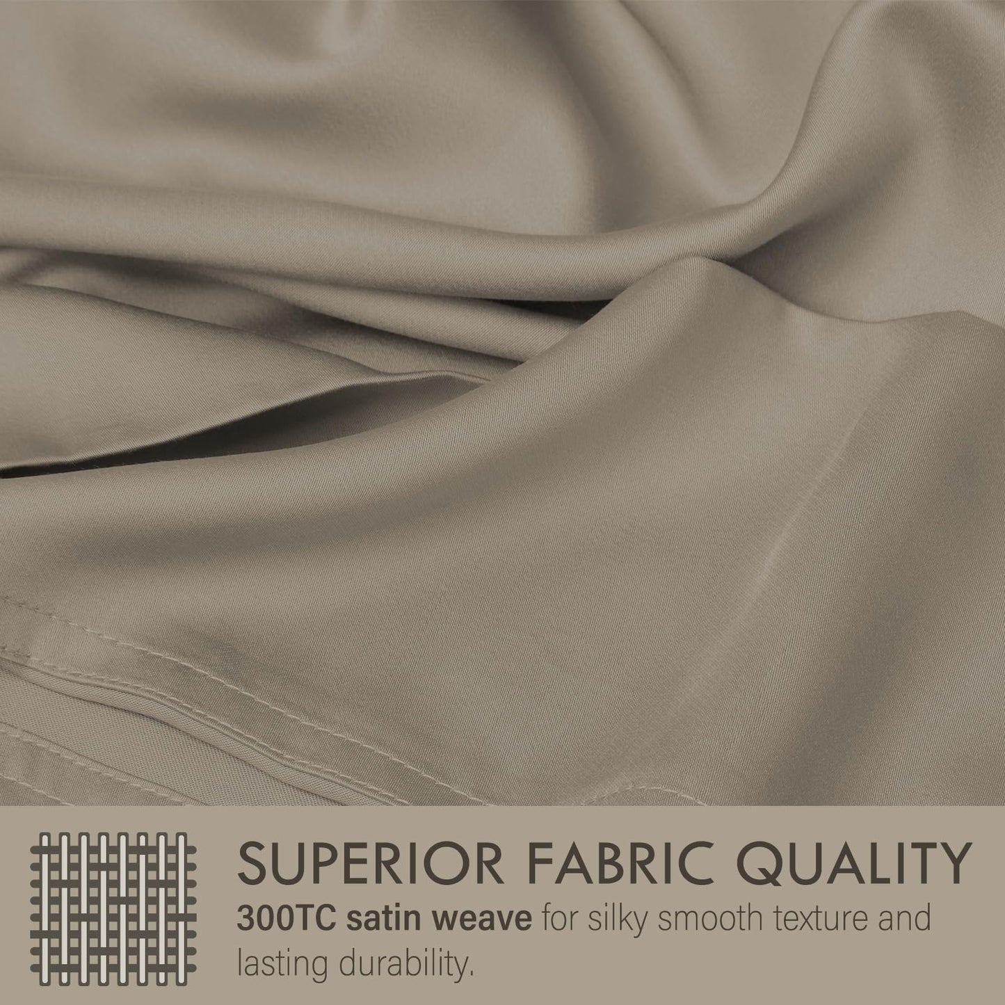 ClevaHome Sheets Queen Bed Sheet Set, 100% Rayon derived from Bamboo, Luxuriously Soft, Cooling, Double Stitching, 16" Deep Pockets Imported (Queen, Taupe)