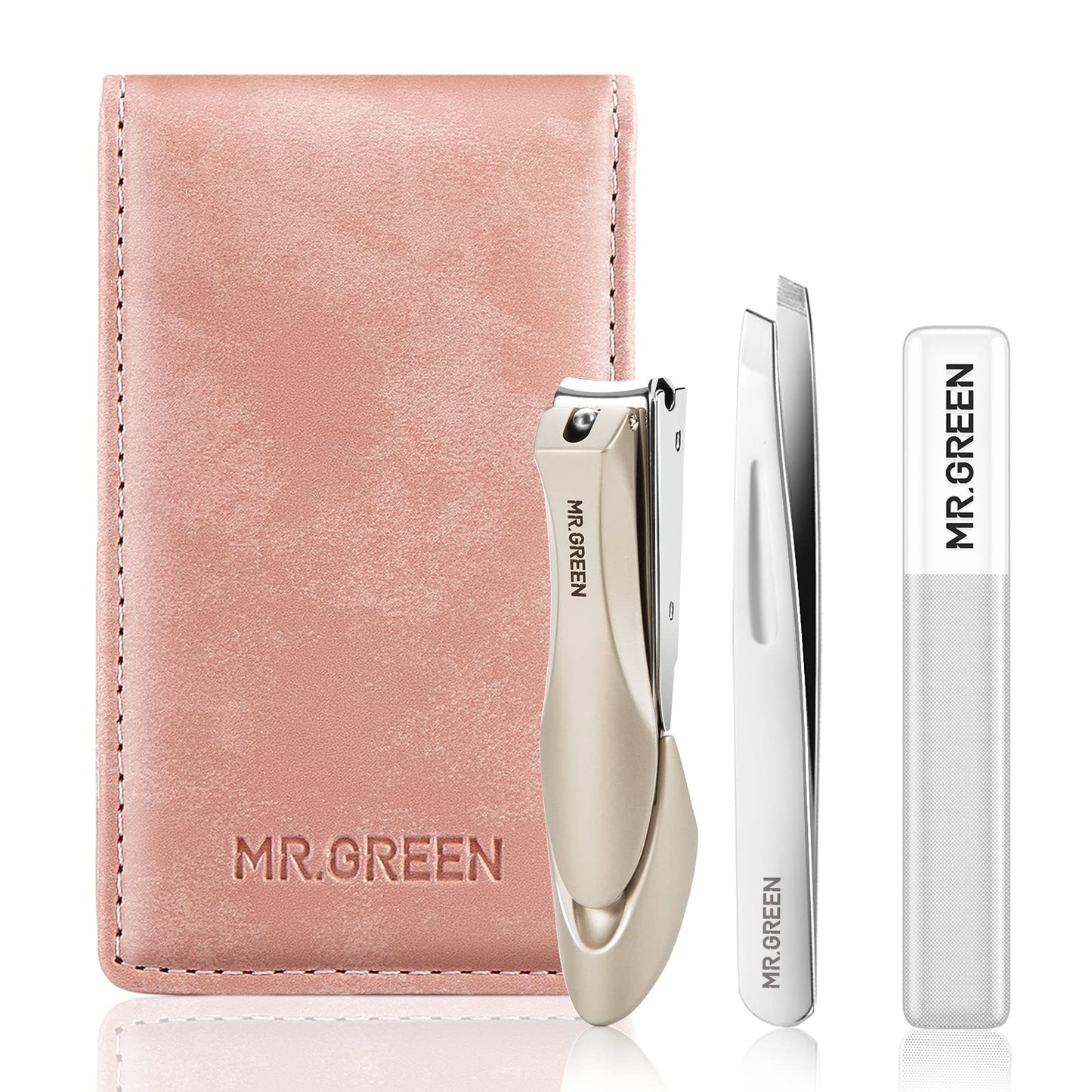 MR.GREEN Nail Clipper 4Pcs Set, Stainless Steel Manicure Pedicure Set, Medical Grade Grooming Kit with Travel Case Gift Box for Man & Woman