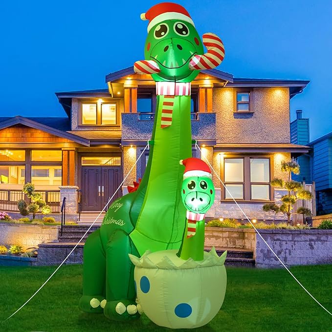 Onory 6 FT Christmas Inflatables Outdoor Decorations Inflatable Christmas Dinosaur and Dinosaur Baby with Build-in LEDs Blow up Holiday Decorations for Yard Garden Outdoor Indoor Decor