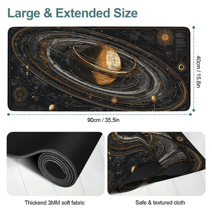 Saturn Planet Extended Gaming Mouse Pad 35.4 x 15.7 Inch – Space-Themed Desk Mat for Gaming, Office Work, and Study, with Non-Slip Rubber Base