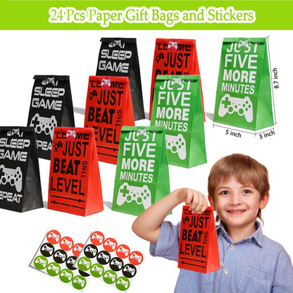 EODVICS 120 Pcs Video Game Party Favors for Kids - Goodie Bag Stuffers with Invisible Ink Pens, Mini Notebooks, Silicone Bracelets, Controller Keychains, Gaming Birthday Party Supplies
