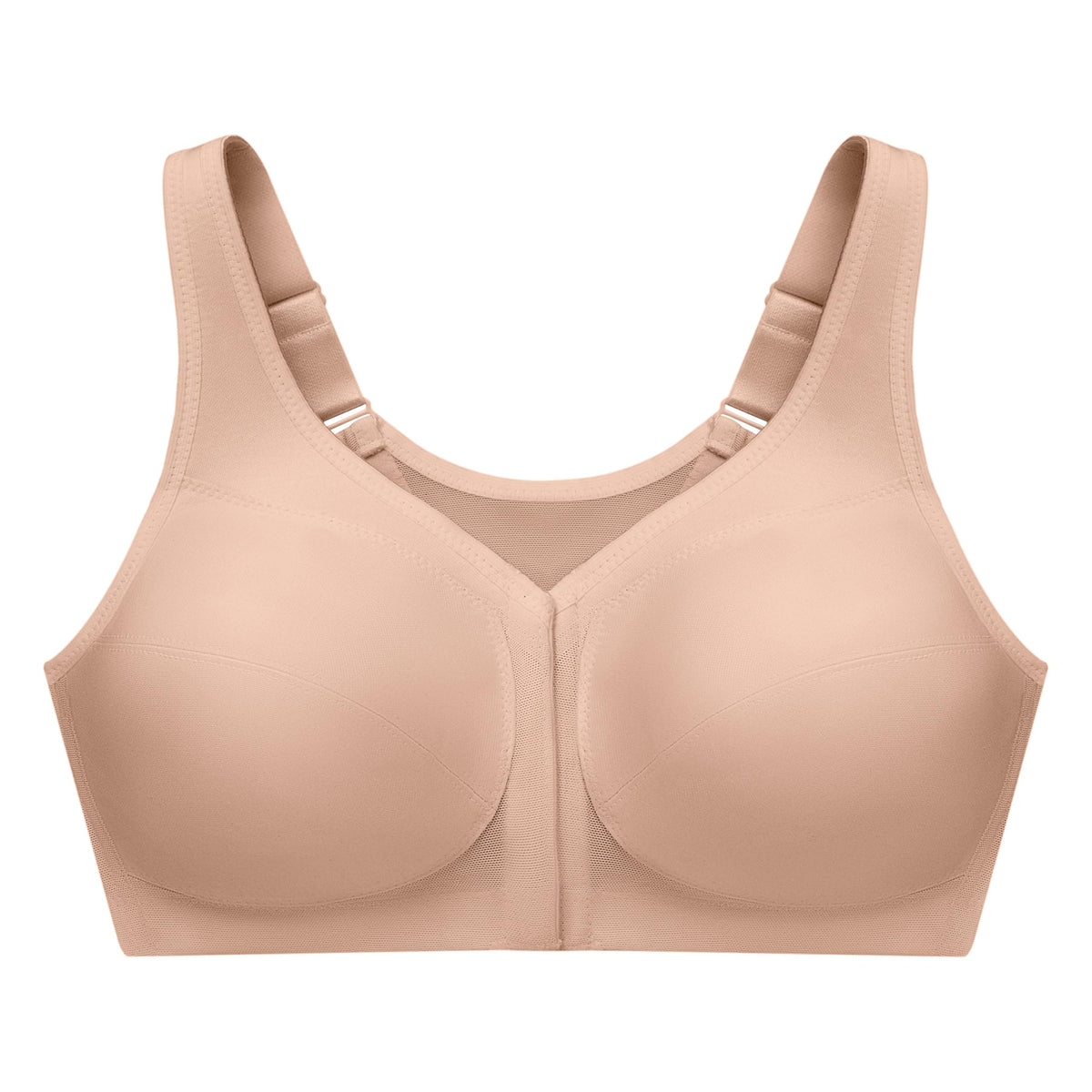 Glamorise Full Figure Plus Size MagicLift Front-Closure Posture Back Bra Wirefree #1265 Café 46DD