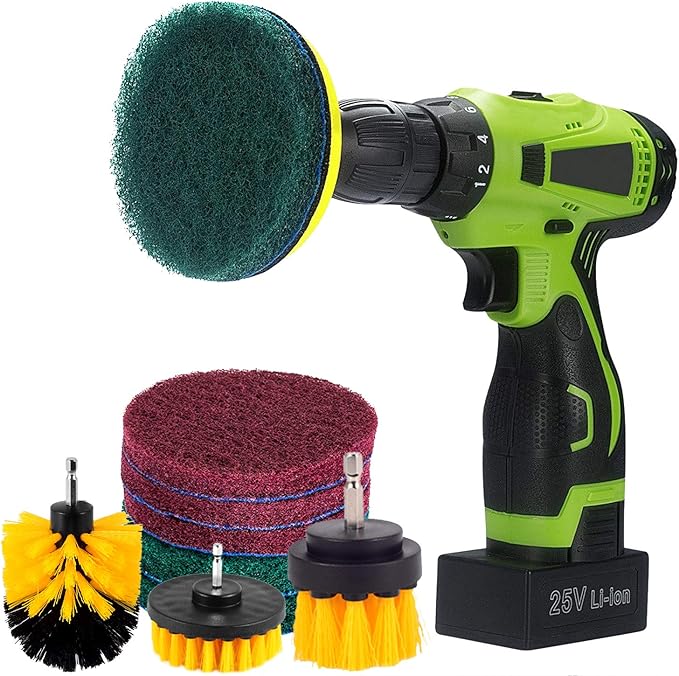 Kichwit 4 Inch Drill Power Brush Tile Scrubber Scouring Pads Cleaning Kit