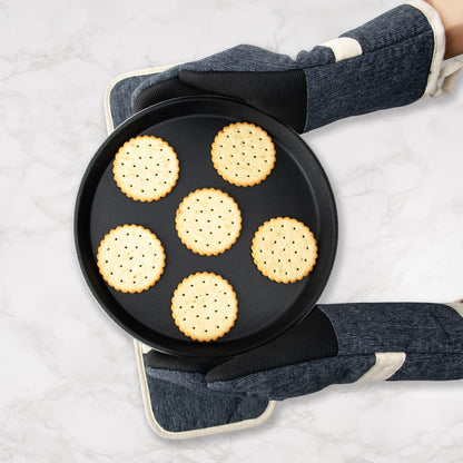 Oven Mitts and PotHolders Sets, 4 Pcs Kitchen Oven Glove High Heat Resistant 400°F Pot Holders for Kitchen, Non-Slip Neoprene Oven Mitts are Suitable for Cooking, Baking (Black)