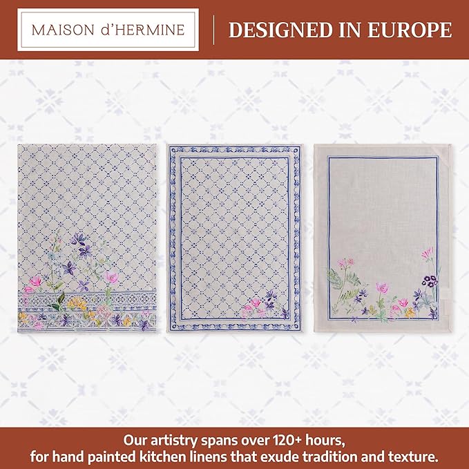 Maison d' Hermine Kitchen Towels Set of 3 100% Cotton 27.50" x 20" Reusable