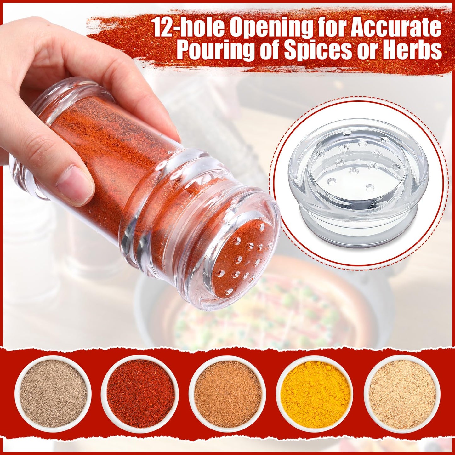 FoldTier 24 Pcs Plastic Salt and Pepper Shakers Bulk Spices Shakers with Perforated Lid Seasonings Containers Clear Empty Salt Bottles for Home Restaurant Kitchen(White,4 oz)