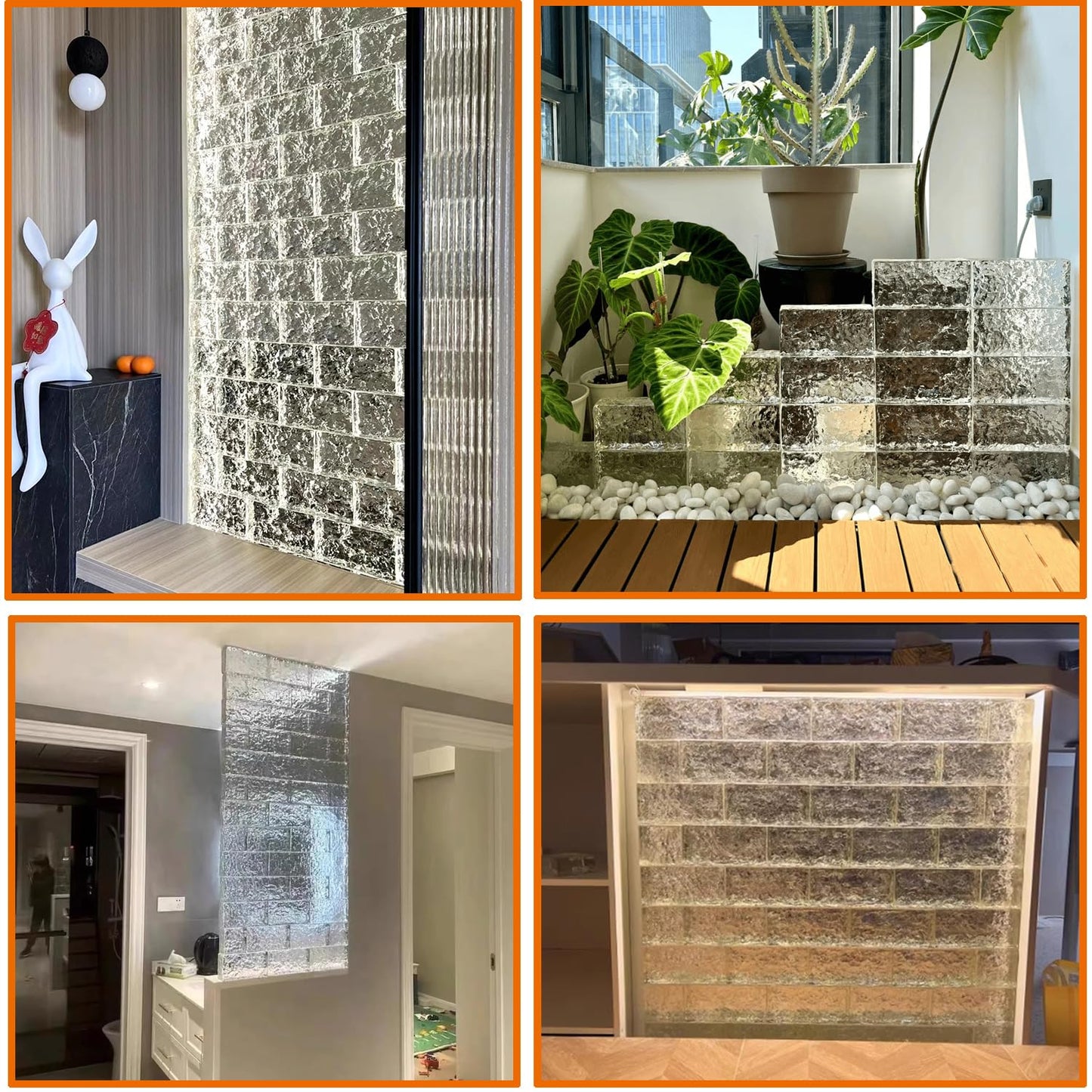 Yutianli Transparent Glass Blocks Wall Decor Ice Crystal Textured Solid Rectangular Glass Bricks Used as Partition Walls Accent Wall
