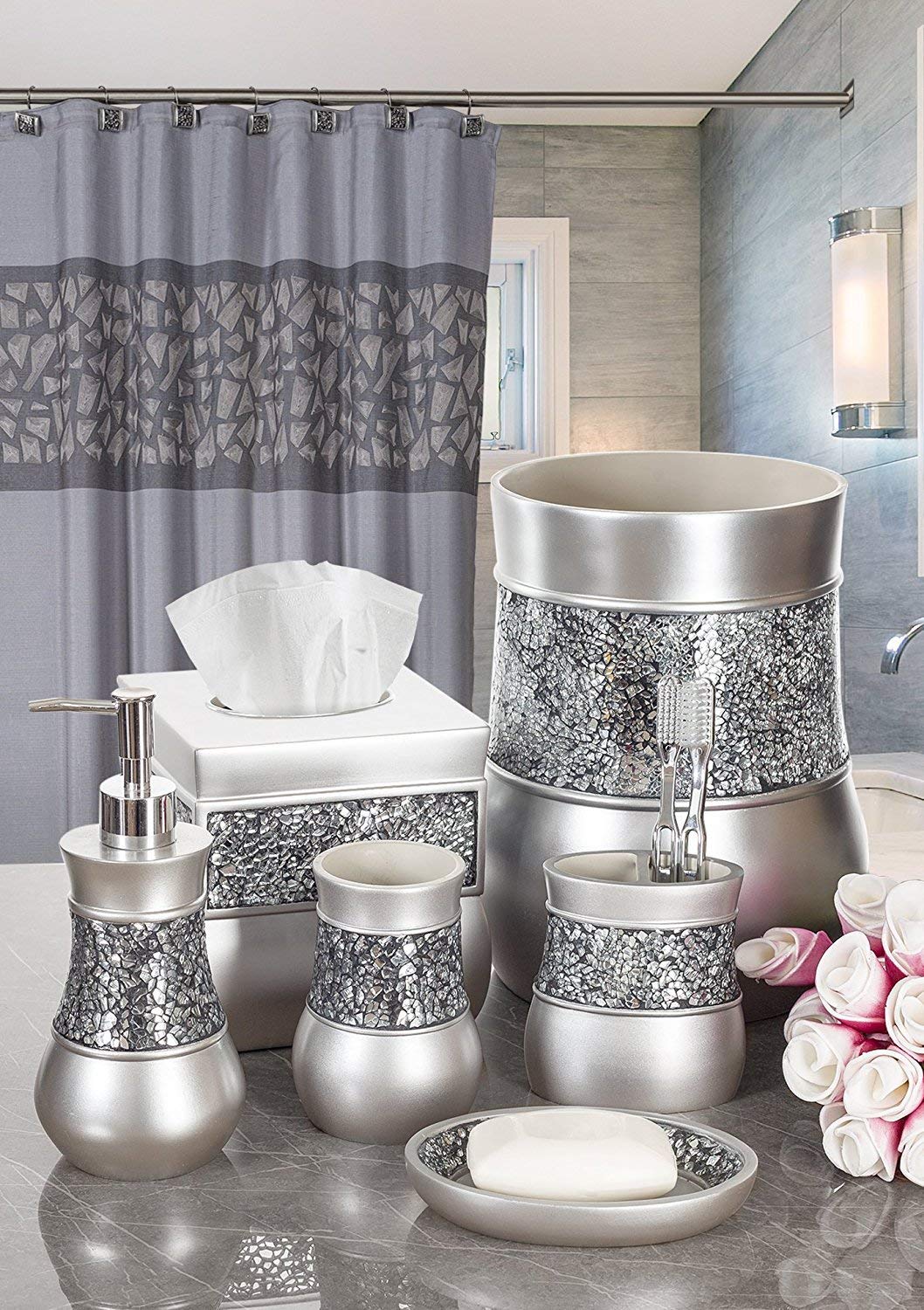 Creative Scents Crackled Glass Soap Dish for Bathroom, Decorative Dry Bar Soap Holder, Best Dishes for Sink/Bath/Shower Decor.