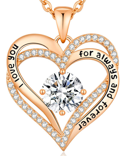 CDE Valentine's Day Gift Forever Love Heart Necklaces for Women, Wedding Anniversary, Birthday Mothers Christmas Day Gifts for Mom, Mother, Wife, S925 Silver Jewelry with Birthstone Pendant