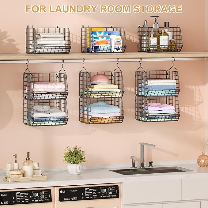 6 Tier Closet Hanging Organizer, Clothes Hanging Shelves