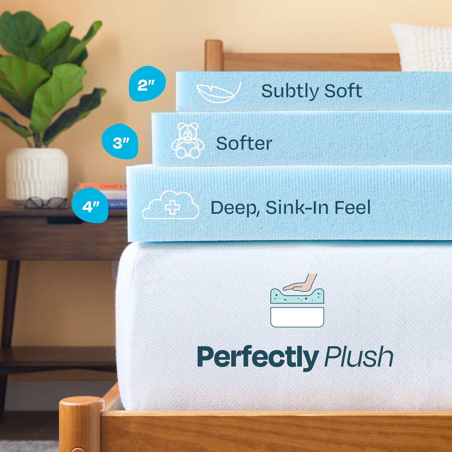 Linenspa Memory Foam Mattress Topper, Queen Size - 2 Inch Gel Infused Memory Foam - Plush Feel - Cooling and Pressure Relieving - CertiPUR Certified