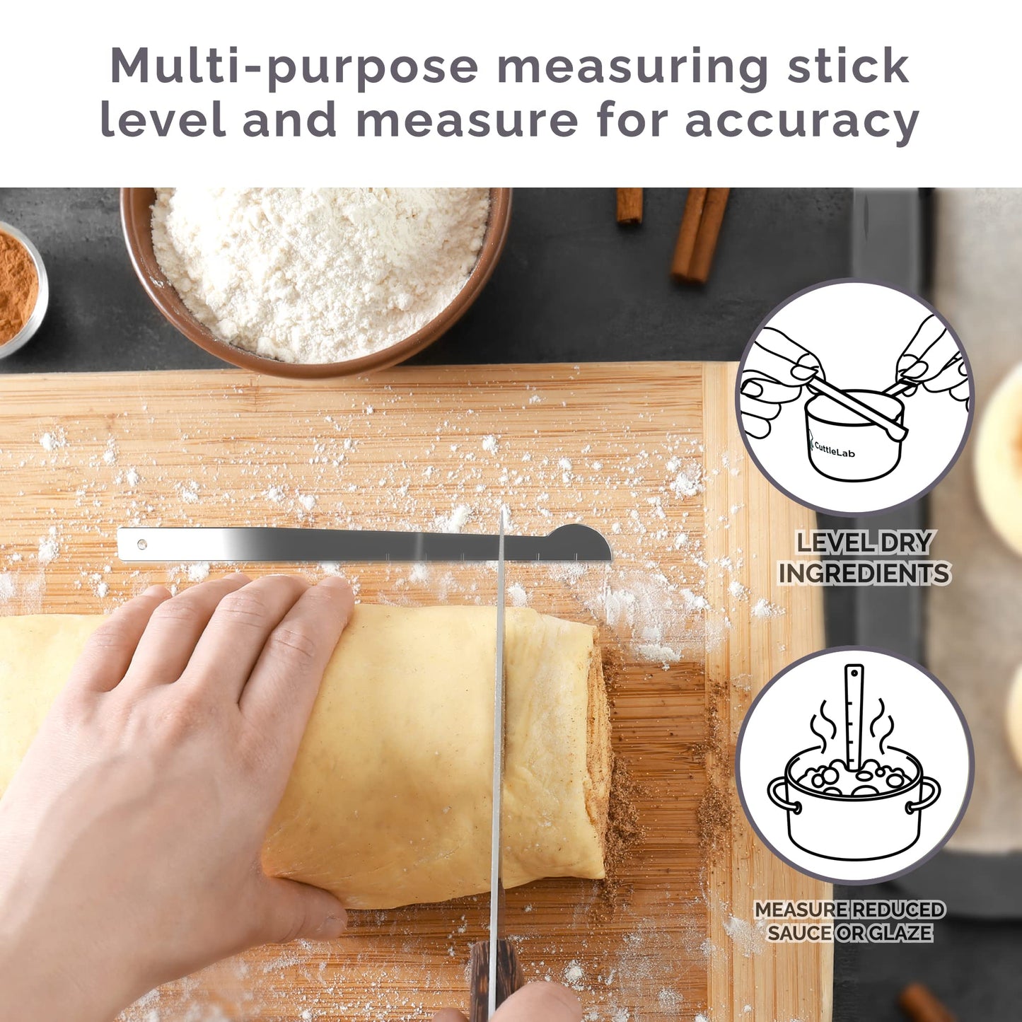 CuttleLab Measuring Cups and Measuring Spoons Set of 14 - Stainless Steel Measuring Cups and Spoons Set, Includes 1/8 Teaspoon Measuring Spoon, 1/8 Cup Measuring Cup, Leveler Dry (14, Charcoal)