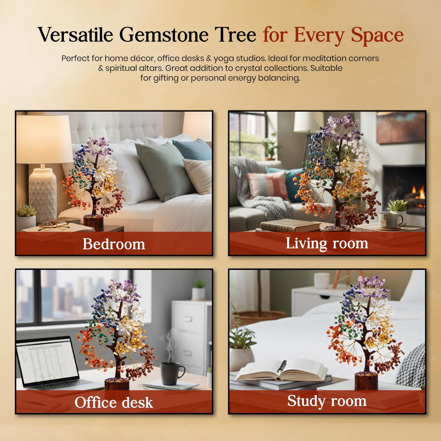 AstraVeda Crystal Tree, Tree of Life, 7 Chakra Stones, Feng Shui, Women Gifts, Healing Crystal, Gemstone, Crystals, Healing Stones, Spiritual Gifts, 300 Beads