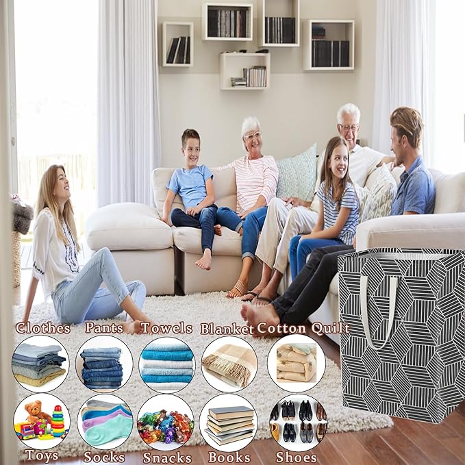 Waterproof Laundry Hamper 75L Collapsible Laundry Basket Extended Cotton Handle