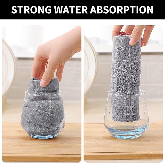 Homaxy 100% Cotton Terry Kitchen Towels, Checkered Designed, Soft and Super