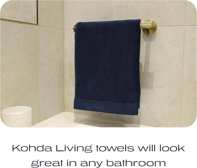 Luxury Silver-Infused Navy Blue Hand Towel Set of 2, 23.6"x17.7"